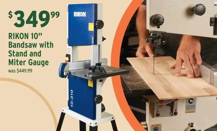 Rikon 10" Bandsaw with stand and miter guage $349.99