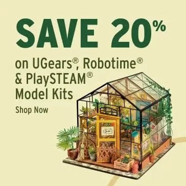 Save 20% on UGeers, Robotime, and PlaySTEAM Model Kits
