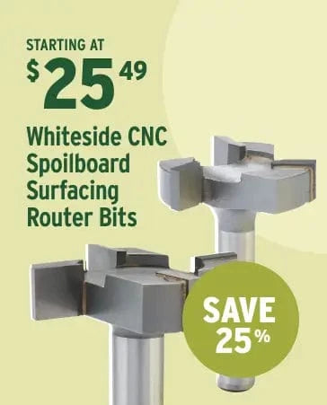 Whiteside CNC spoilboard surfacing router bits starting at $25.49