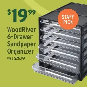 STAFF PICK - WoodRiver 6-drawer sandpaper organizer $19.99