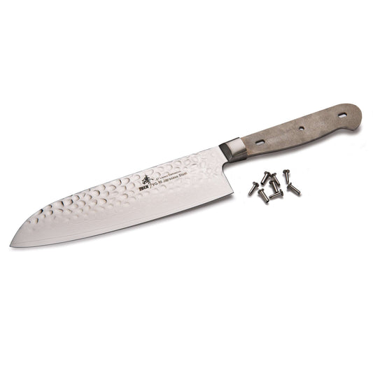 Santoku Knife for Mincing Slicing and Dicing Vegetables - 11-3/4" - Damascus - Unfinished Kit alt 0