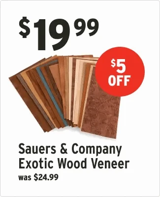 $5 off Sauers & Company exotic wood veneer
